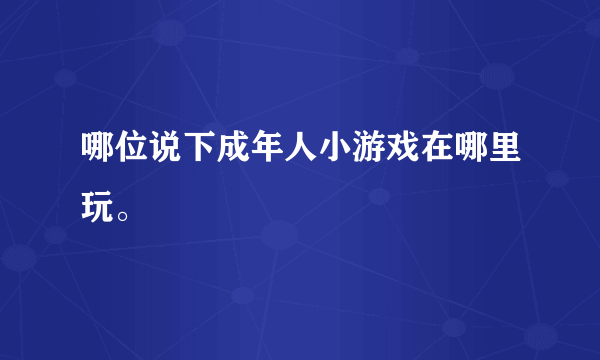 哪位说下成年人小游戏在哪里玩。