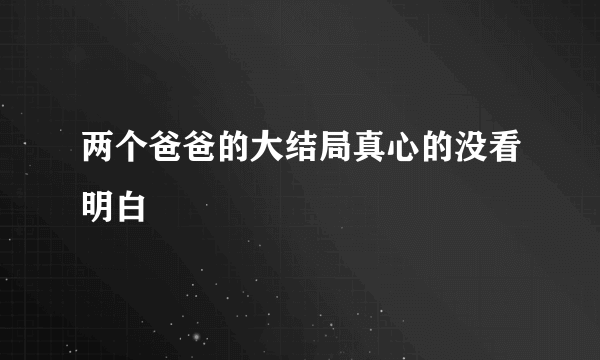 两个爸爸的大结局真心的没看明白