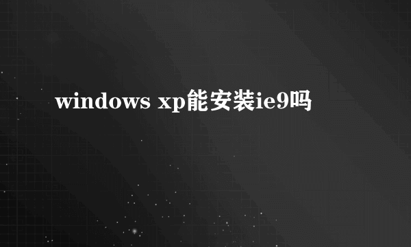 windows xp能安装ie9吗