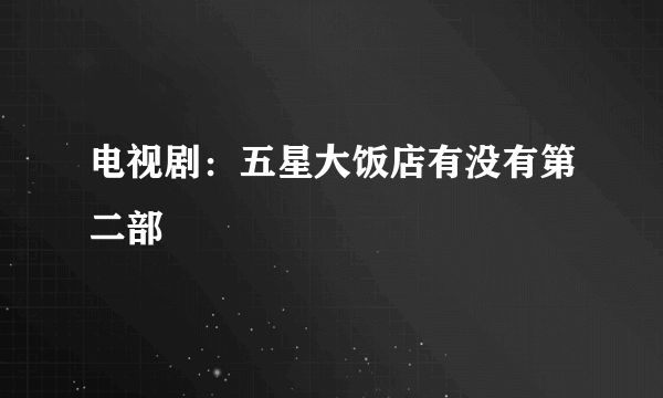 电视剧：五星大饭店有没有第二部