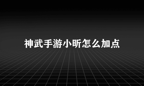 神武手游小昕怎么加点