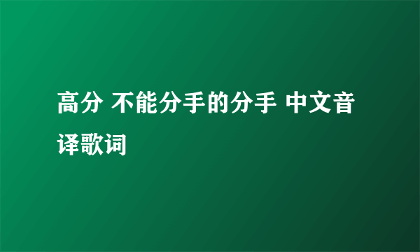 高分 不能分手的分手 中文音译歌词