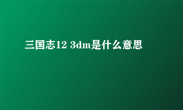 三国志12 3dm是什么意思