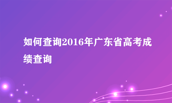 如何查询2016年广东省高考成绩查询