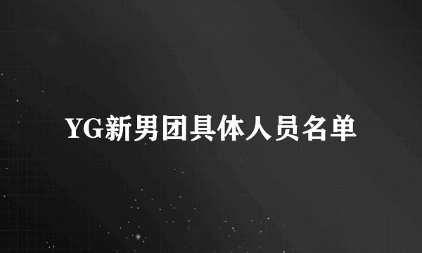 YG新男团具体人员名单