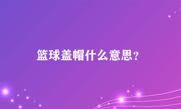 篮球盖帽什么意思？