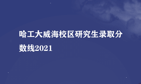 哈工大威海校区研究生录取分数线2021