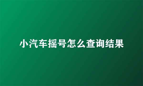 小汽车摇号怎么查询结果