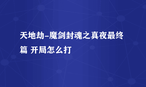 天地劫-魔剑封魂之真夜最终篇 开局怎么打