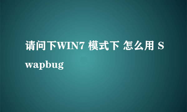 请问下WIN7 模式下 怎么用 Swapbug