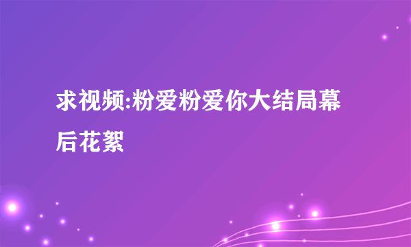 求视频:粉爱粉爱你大结局幕后花絮