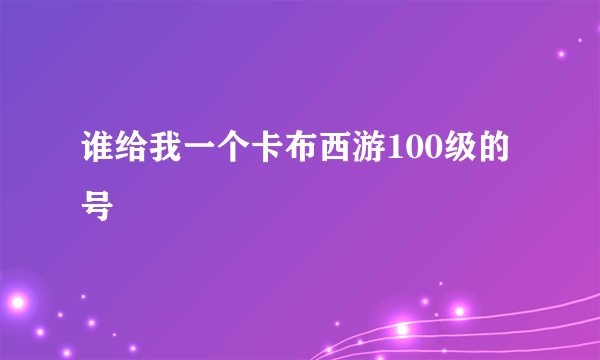 谁给我一个卡布西游100级的号