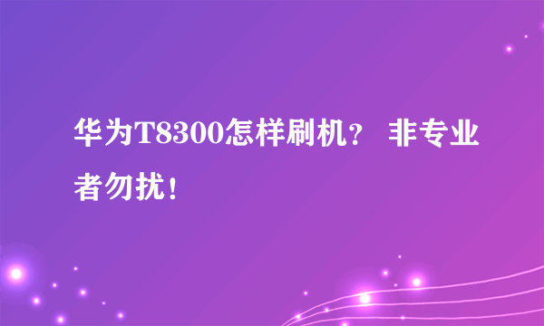 华为T8300怎样刷机？ 非专业者勿扰！