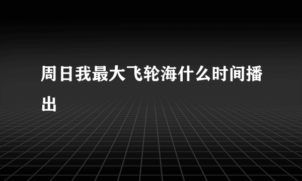 周日我最大飞轮海什么时间播出