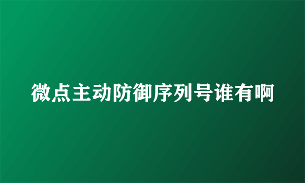 微点主动防御序列号谁有啊