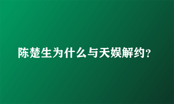 陈楚生为什么与天娱解约？