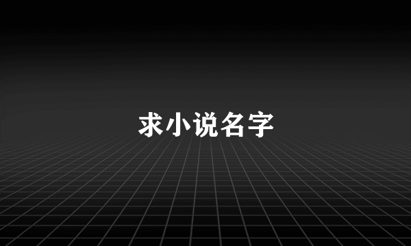 求小说名字