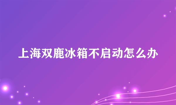 上海双鹿冰箱不启动怎么办