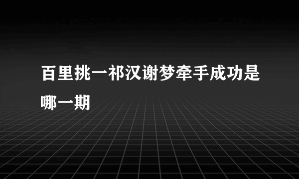 百里挑一祁汉谢梦牵手成功是哪一期