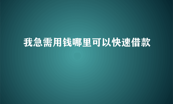 我急需用钱哪里可以快速借款