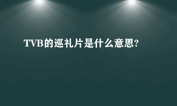 TVB的巡礼片是什么意思?