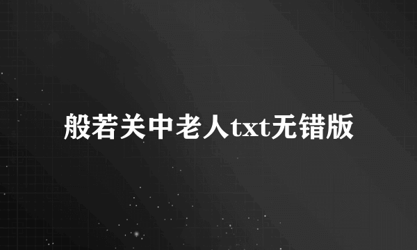 般若关中老人txt无错版