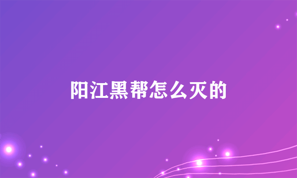 阳江黑帮怎么灭的