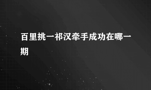 百里挑一祁汉牵手成功在哪一期