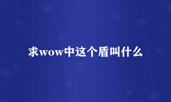 求wow中这个盾叫什么