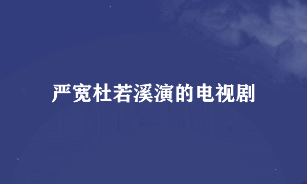 严宽杜若溪演的电视剧