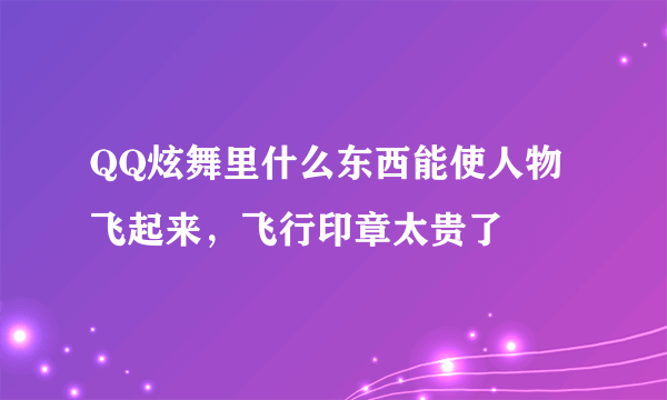 QQ炫舞里什么东西能使人物飞起来，飞行印章太贵了