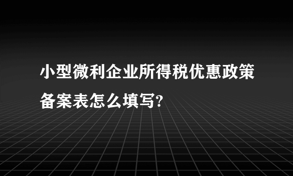 小型微利企业所得税优惠政策备案表怎么填写?