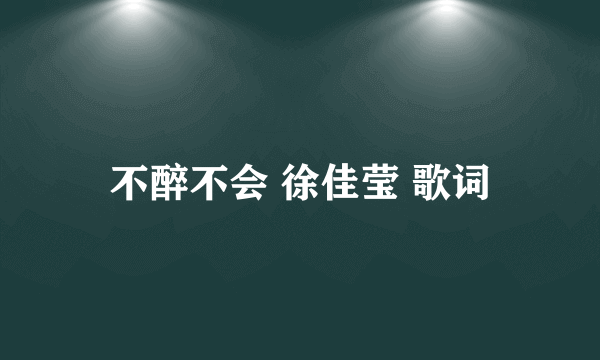 不醉不会 徐佳莹 歌词