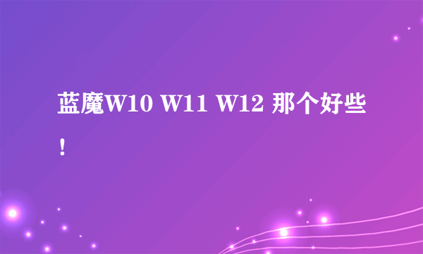 蓝魔W10 W11 W12 那个好些！