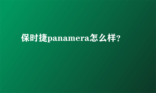 保时捷panamera怎么样？