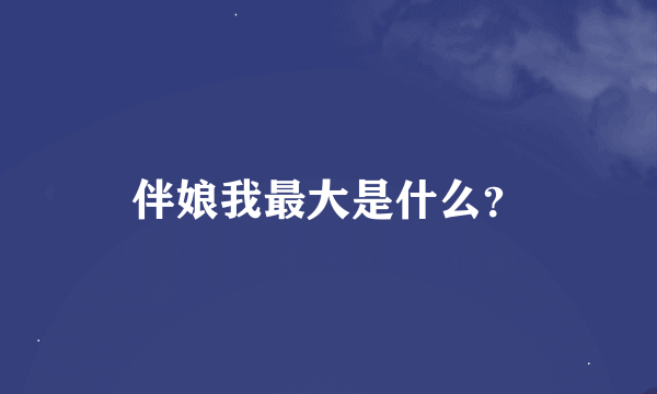 伴娘我最大是什么？