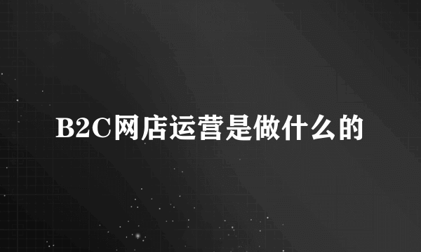 B2C网店运营是做什么的