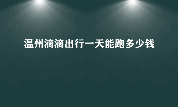 温州滴滴出行一天能跑多少钱