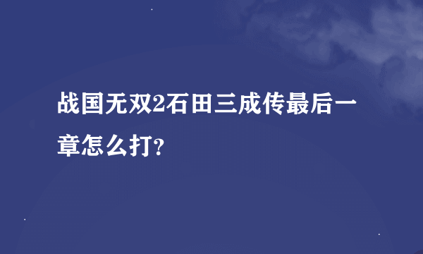 战国无双2石田三成传最后一章怎么打？