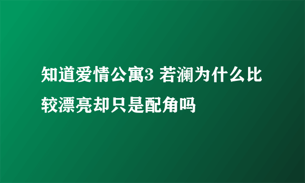 知道爱情公寓3 若澜为什么比较漂亮却只是配角吗