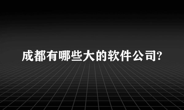 成都有哪些大的软件公司?