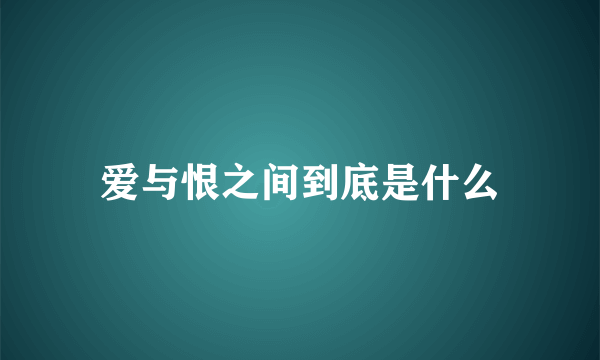 爱与恨之间到底是什么