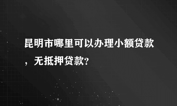 昆明市哪里可以办理小额贷款，无抵押贷款？