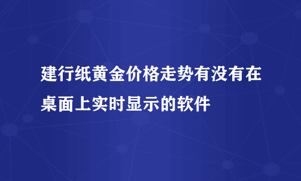 建行纸黄金价格走势有没有在桌面上实时显示的软件