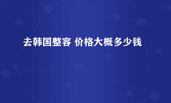 去韩国整容 价格大概多少钱