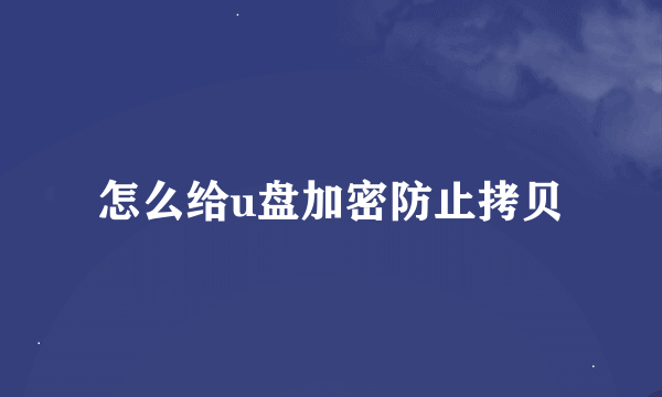 怎么给u盘加密防止拷贝