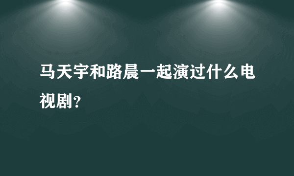 马天宇和路晨一起演过什么电视剧？