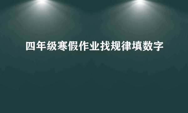 四年级寒假作业找规律填数字