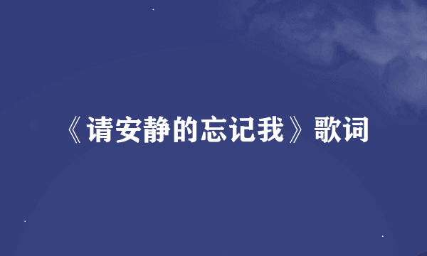 《请安静的忘记我》歌词