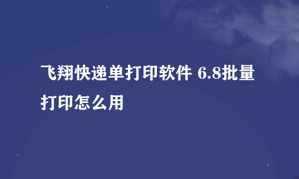 飞翔快递单打印软件 6.8批量打印怎么用